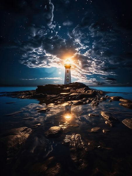 Lighthouse at night by fernlichtsicht