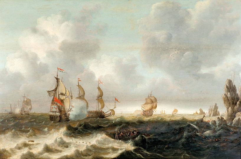 Naval battle with Dutch warships, Bonaventura Peeters by Atelier Liesjes
