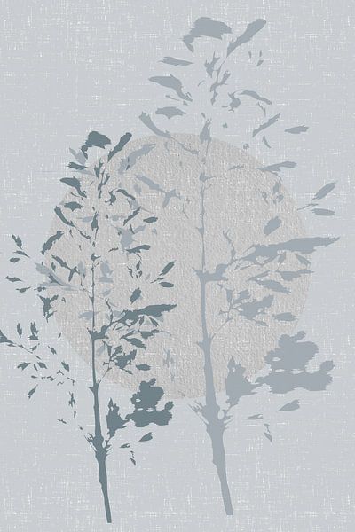 Zen garden. Modern abstract botanical art. Japandi style. by Dina Dankers