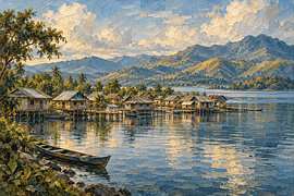 Where the Lake Meets the Highlands - Ayapo, Lake Sentani, Papua, Indonesia by Vínculae