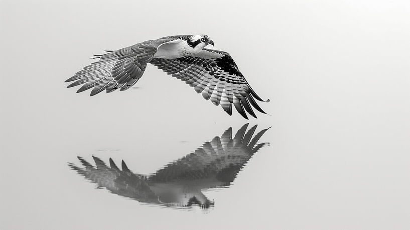 The Osprey flies over its&#039;s reflection by Karina Brouwer
