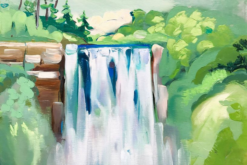 Painting of waterfall in nature by Art & Soul Creations