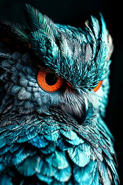 Detailed owl with turquoise feathers by Imperial Art House
