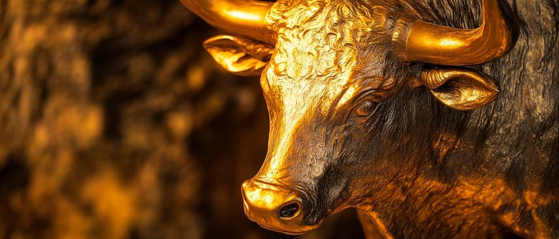 Gouden buste van een stier - Symbolisch van Poster Art Shop