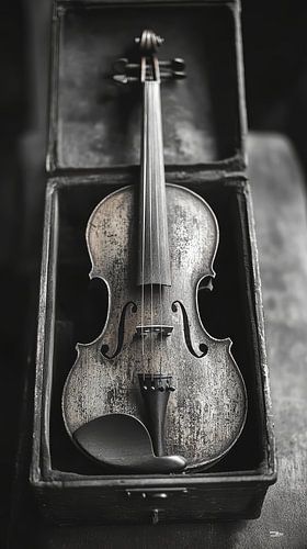 Muziekinstrument in zwart-wit