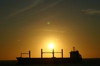 Ship at sunset