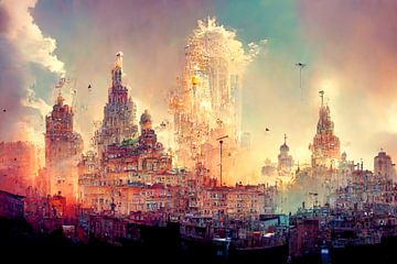 panorama of the art city, generative ai illustration von Animaflora PicsStock