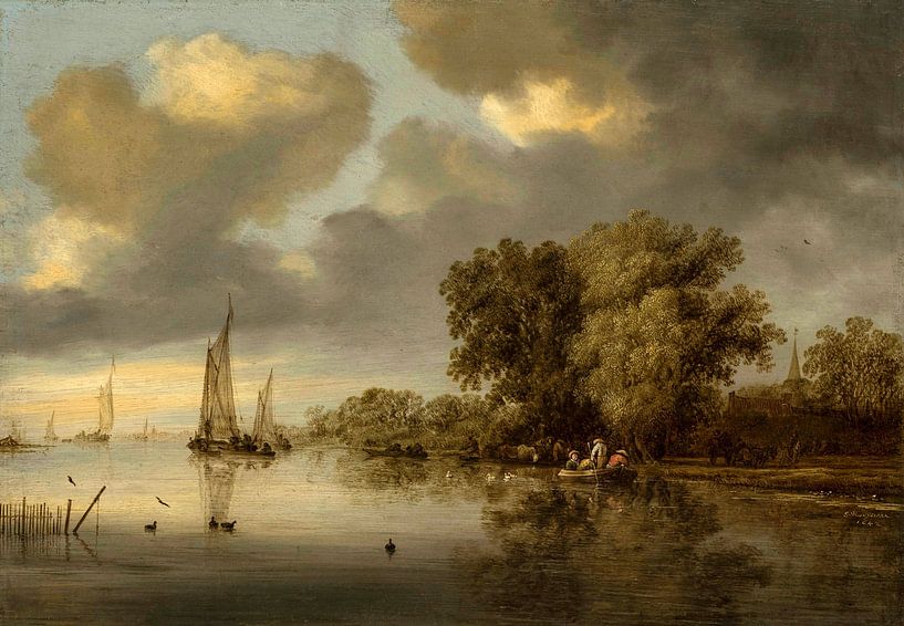 Flusslandschaft, Salomon van Ruysdael von Meesterlijcke Meesters