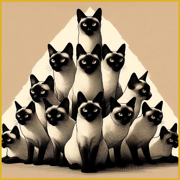 Piramide van Siamese katten van Hey Art!