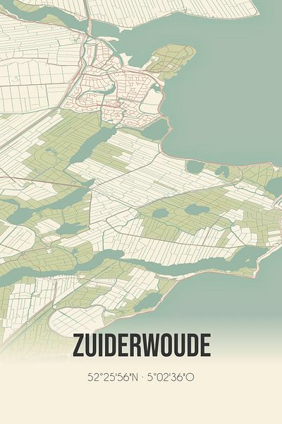 Alte Landkarte von Zuiderwoude (Nordholland) von Ortsdrucke