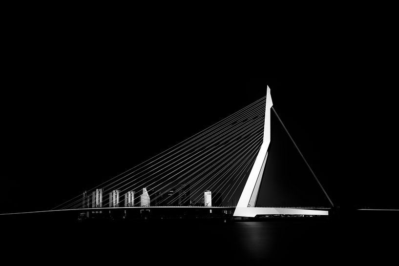 Erasmusbrug Zwart Wit Van Prachtig Rotterdam Op Canvas Behang En Meer