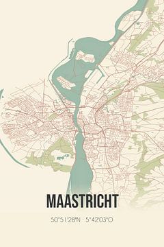 Vintage landkaart van Maastricht (Limburg) van MijnStadsPoster