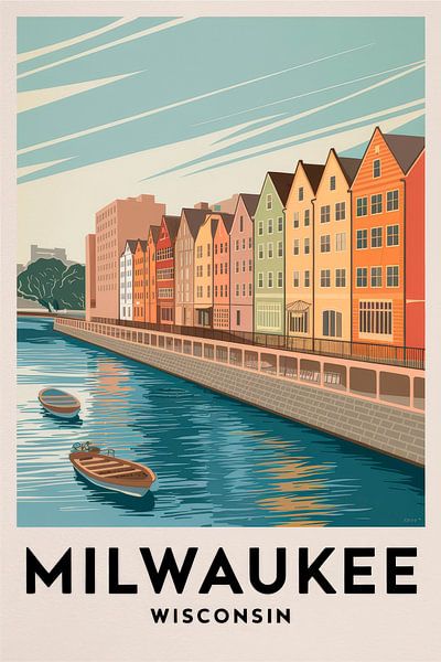 Milwaukee, Wisconsin Vintage Reisposter. van Poster Art Shop