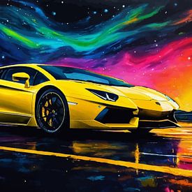 Lamborghini Aventador Geel 2- Galactische Nacht Editie van MIROKKU