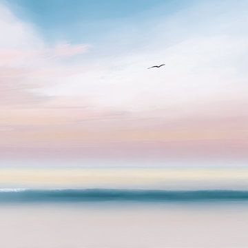 Strand en zee - abstract in pastel-01square