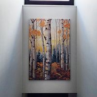 Klantfoto: Kleurrijke herfst espen bos schilderij van Art In Focus, op canvas
