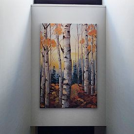 Klantfoto: Kleurrijke herfst espen bos schilderij van Art In Focus, op canvas