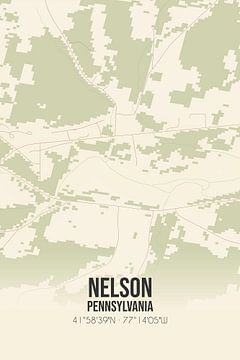 Vintage landkaart van Nelson (Pennsylvania), USA. van Rezona