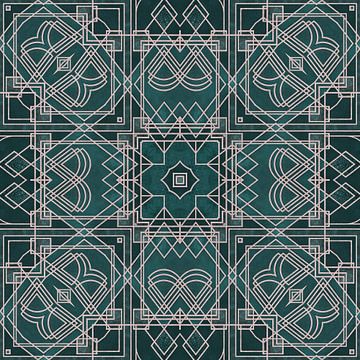 Art Deco Eleganz Smaragd-Grün Und Rosa von Andrea Haase