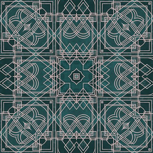 Art Deco Eleganz Smaragd-Grün Und Rosa