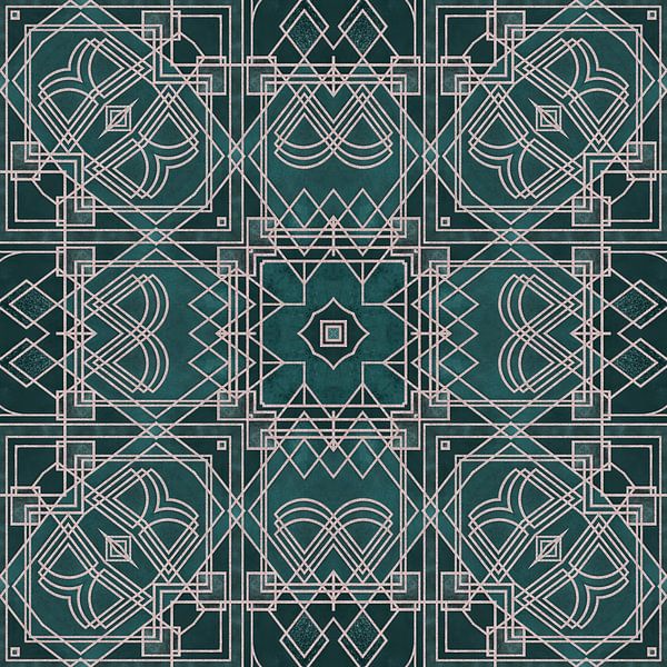 Art Deco Elegance Emerald Green And Pink by Andrea Haase