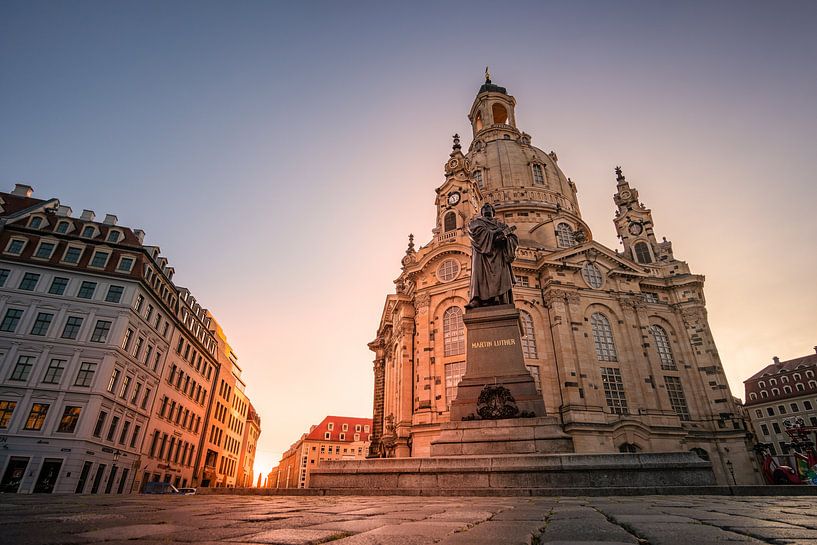 Frauenkirche Dresden bij zonsopgang van Marc-Sven Kirsch