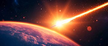 Shooting star above the earth by Poster Art Shop