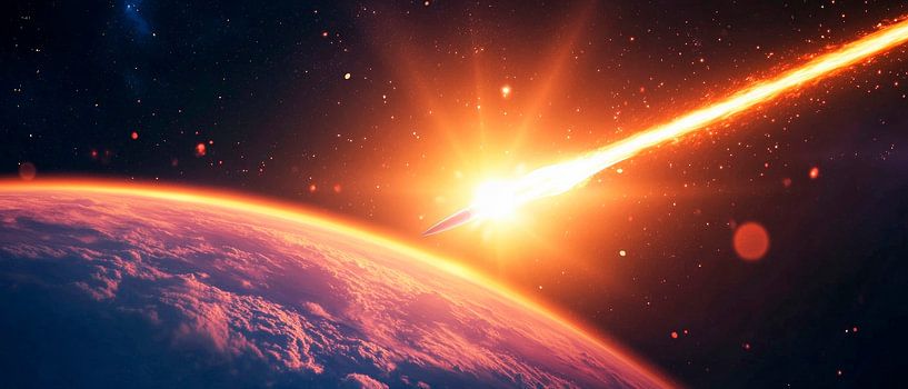 Sternschnuppe über der Erde von Poster Art Shop