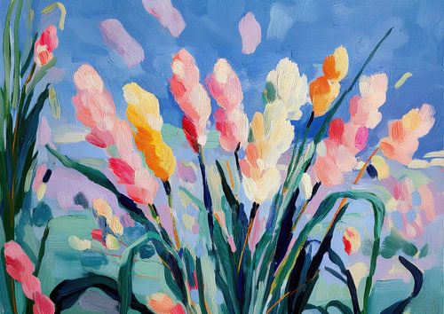 Tulip bouquet in Matisse style