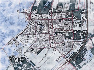 Kaart van Lelystad in de stijl 'White Winter' van Maporia