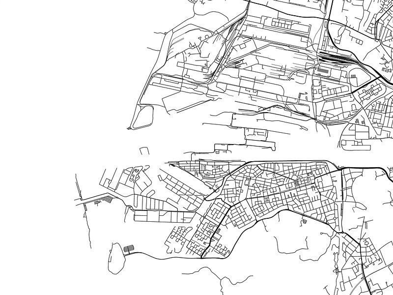 Karte von IJmuiden in Schwarz ud Weiss von De Kaartenwinkel