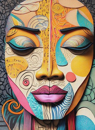 The Rhythm of Enchantment - Abstract kleurrijk portret