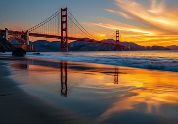 Golden Gate in het avondlicht van fernlichtsicht