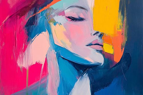 Kleurrijk abstract portret van vrouw
