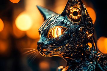 Robotkat met gloeiende ogen van Poster Art Shop