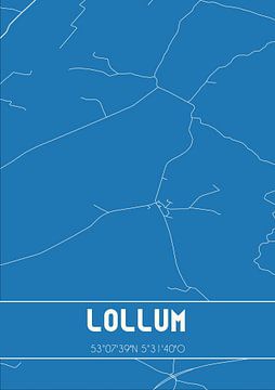 Blauwdruk | Landkaart | Lollum (Fryslan) van MijnStadsPoster