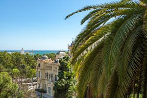 Malaga stadhuis, het park en de haven.