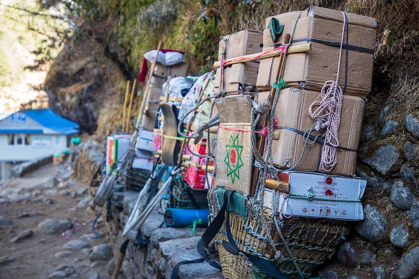 Zware pakketen dragen zij omhoog. De sherpa. van Ton Tolboom