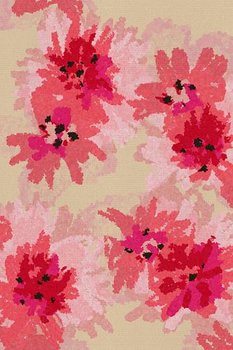 Romantische bloemen in neonroze en pastelroze met warmbeige achtergrond