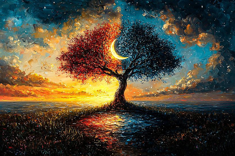 Mystic tree by sun and moon by Art & Soul Creations