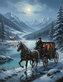 Edles Pferd im schneebedeckten Tal von Regan Frederick