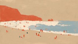 Abstract strand met badgasten