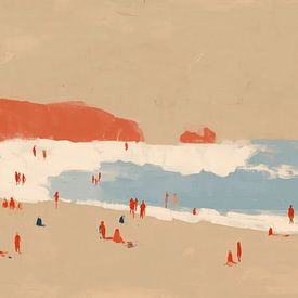 Plage déserte avec des baigneurs sur Lauren Wilde