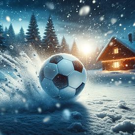 Winterwonderland: voetbalwedstrijd in een besneeuwd wonderland van artefacti