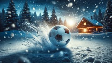 Winterwonderland: voetbalwedstrijd in een besneeuwd wonderland van artefacti