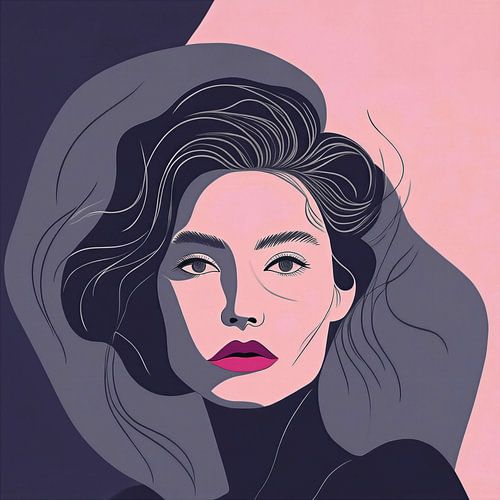 Modern portret van een vrouw in pastelroze
