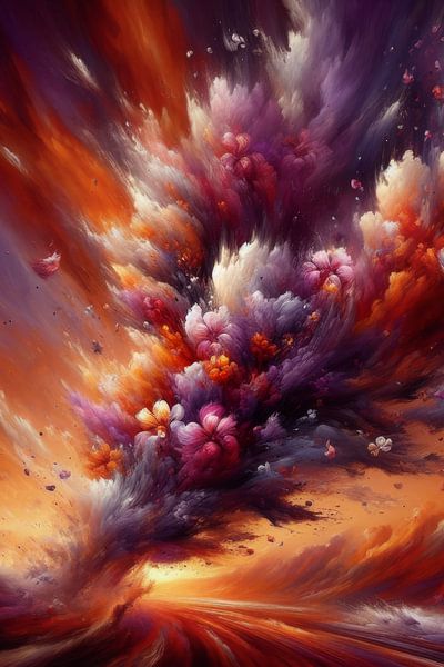 Flower storm at Sunset (2) by Ellen Van Loon