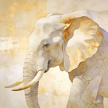 Calm Wisdom - Elefant Wandkunst von Mellow Art