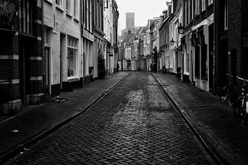 De Haverstraat richting Springweg in Utrecht in zwart-wit van De Utrechtse Grachten