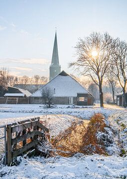 Winters landschap Tzum, Friesland, Nederland. van Jaap Bosma Fotografie